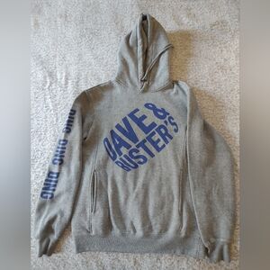 Dave & Buster Small Thread Fast Apparel Gray Hoodie with Blue Logo Small